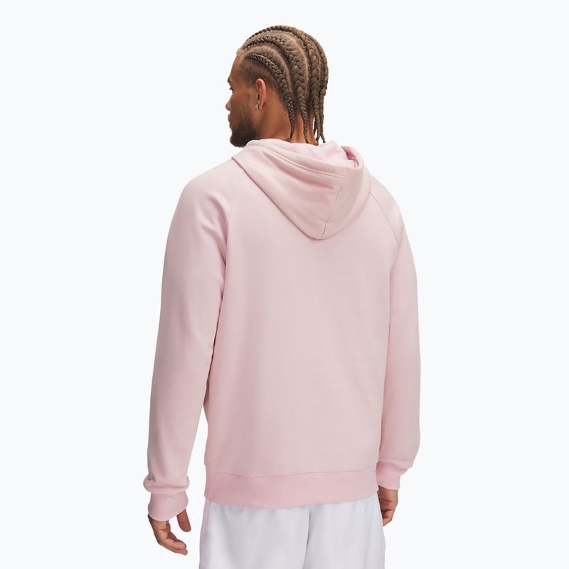 Men's sweatshirt Under Armour Rival Fleece Hoodie prime pink/white 2