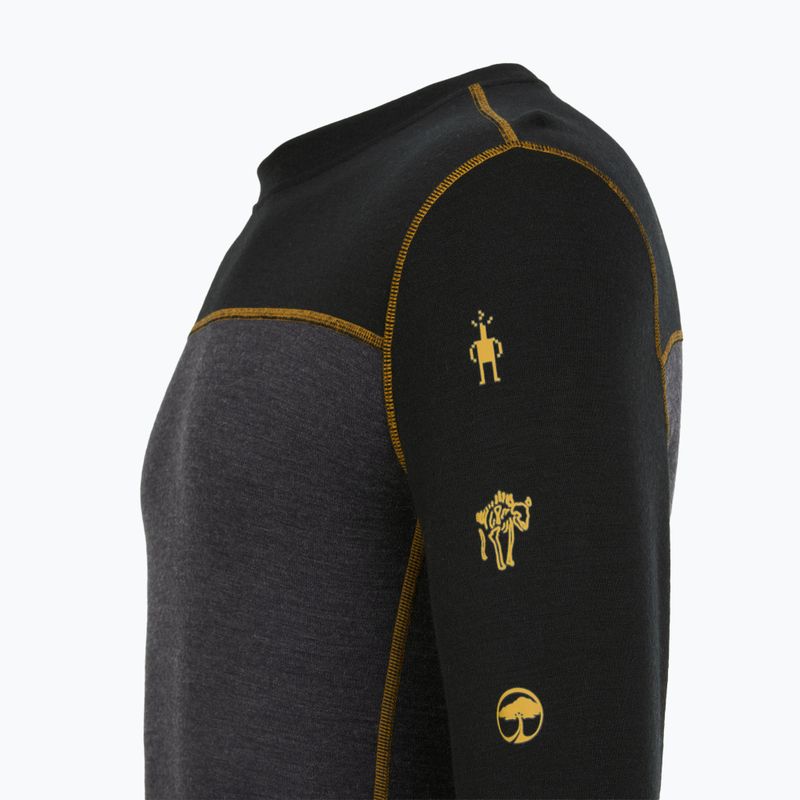 Men's thermal longsleeve Smartwool Classic Thermal Merino Base Layer Colorblock Crew Boxed charcoal/honey gold 6