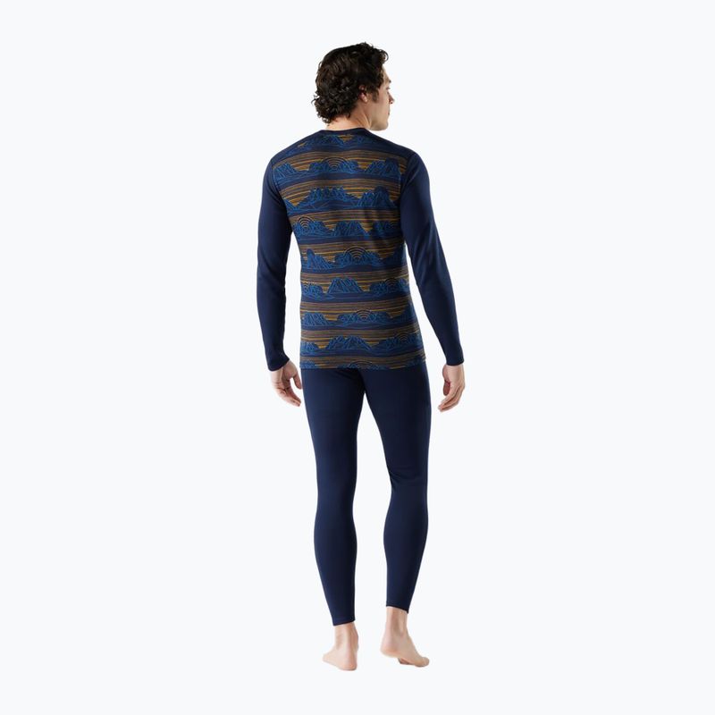 Men's thermal base layer sweatshirt Smartwool Merino 250 Baselayer Crew Boxed deep navy geo peaks 2