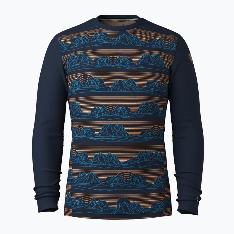 Men's thermal base layer sweatshirt Smartwool Merino 250 Baselayer Crew Boxed deep navy geo peaks 3