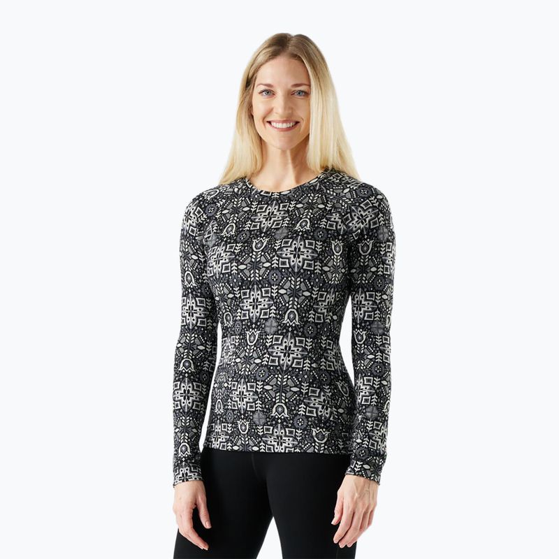 Women's thermal base layer Smartwool Merino 250 Baselayer Crew Boxed black deco floral