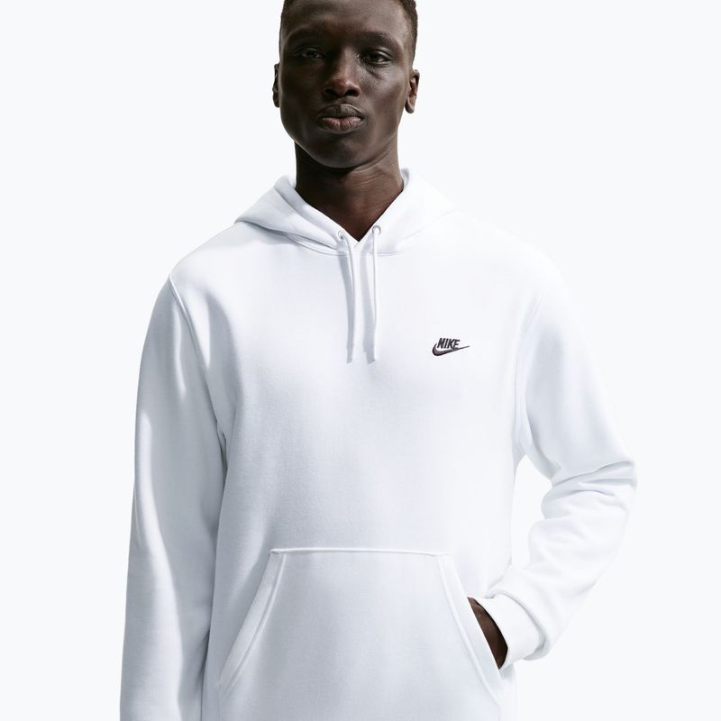 Men's sweatshirt Nike Club Pullover Hoodie white/white/black 3
