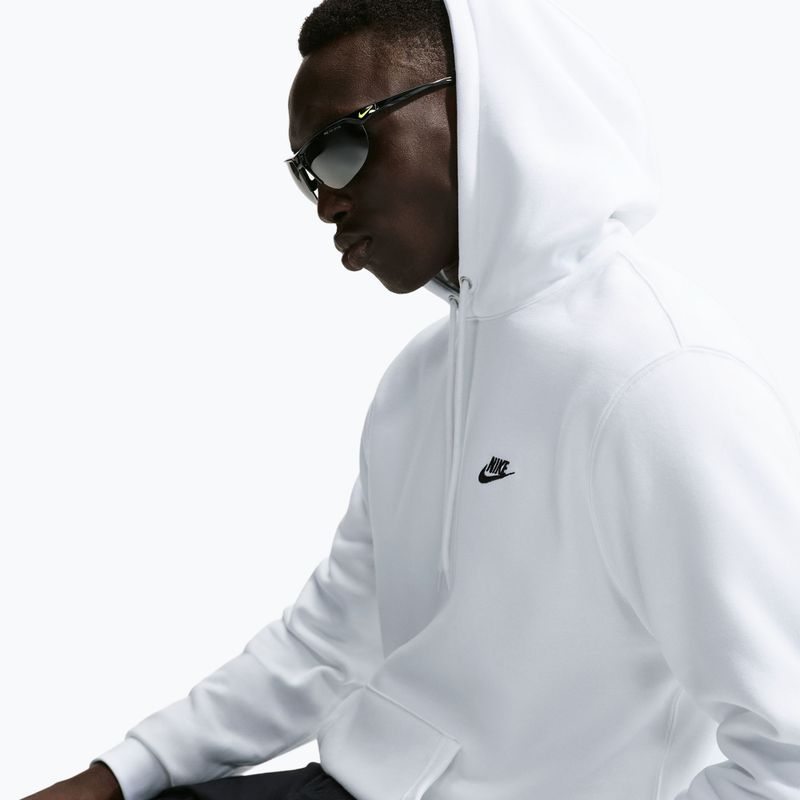 Men's sweatshirt Nike Club Pullover Hoodie white/white/black 4