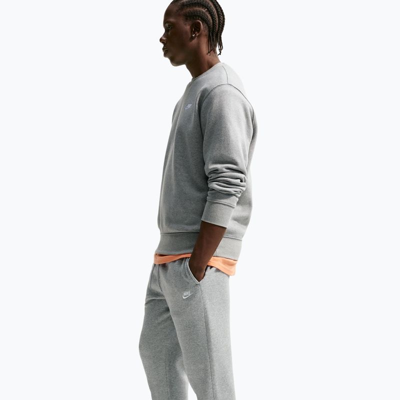 Men's trousers Nike Club Cuffed Brushed dark grey heather/light smoke grey/white 4