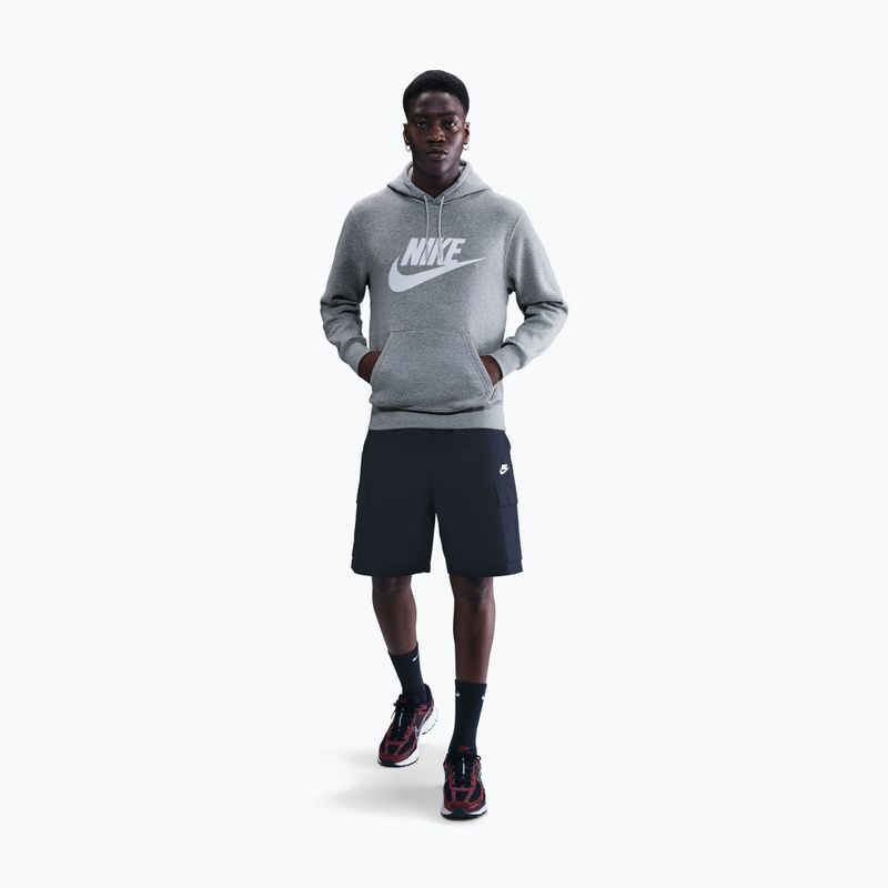 Men's sweatshirt Nike Club Pullover Hoodie dark grey heather/light smoke grey/white 2