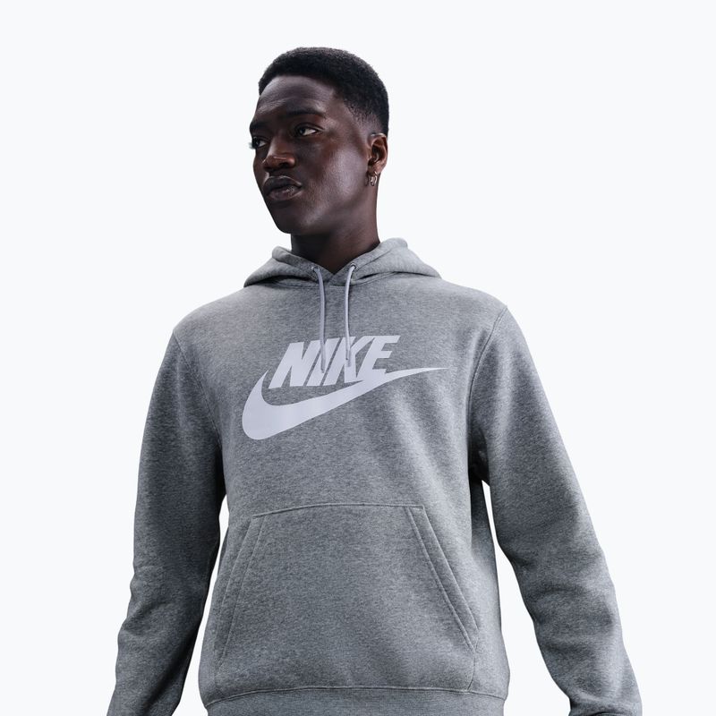 Men's sweatshirt Nike Club Pullover Hoodie dark grey heather/light smoke grey/white 4
