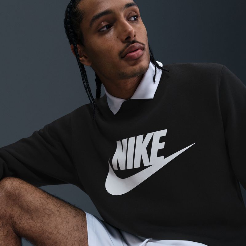 Men's sweatshirt Nike Sportswear Club Graphic Fleece Crew black/white 6