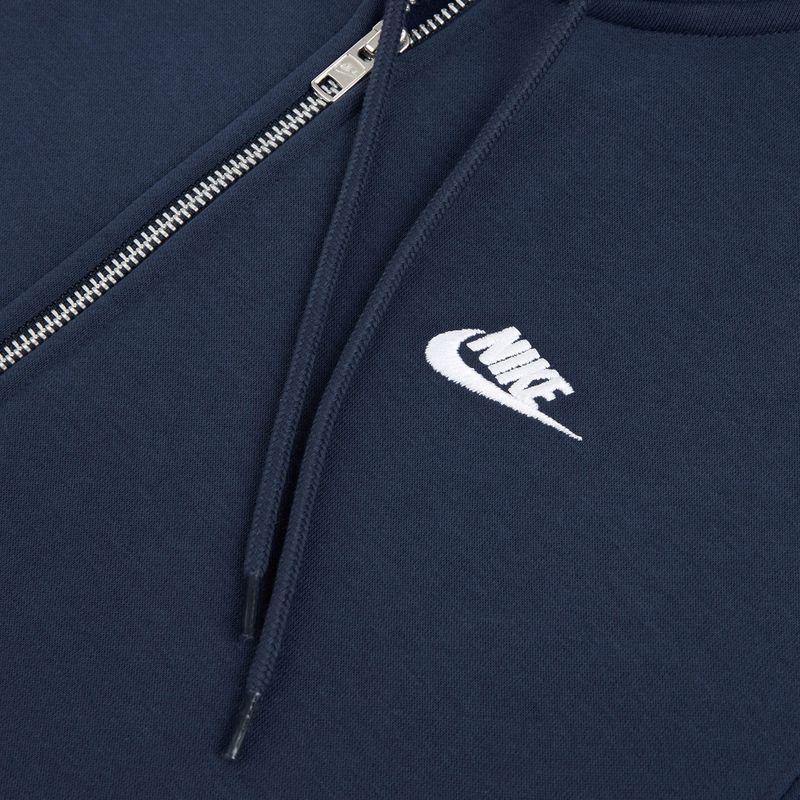 Men's sweatshirt Nike Club Full Zip Hoodie obsidian/obsidian/white 8