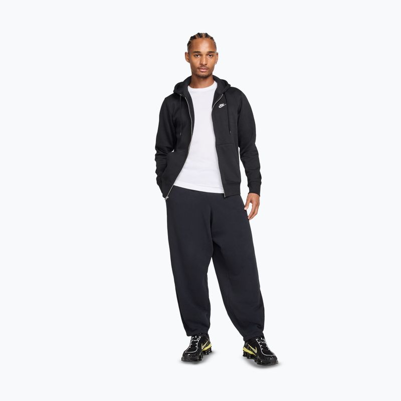 Men's sweatshirt Nike Club Full Zip Hoodie black/black/white 2