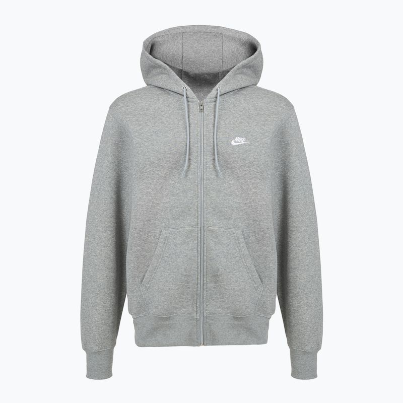 Men's sweatshirt Nike Club Full Zip Hoodie dark grey heather/light smoke grey/white 6