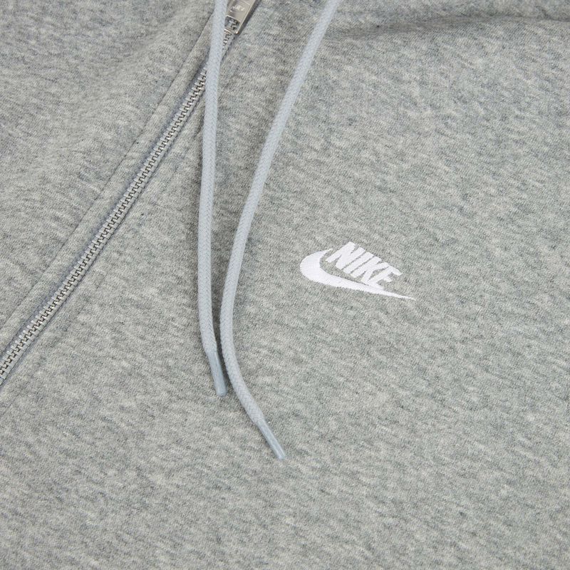 Men's sweatshirt Nike Club Full Zip Hoodie dark grey heather/light smoke grey/white 8