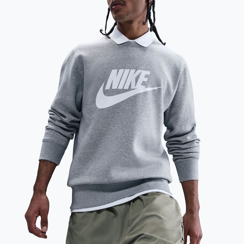 Men's sweatshirt Nike Sportswear Club Graphic Fleece Crew dark grey heather/white 4
