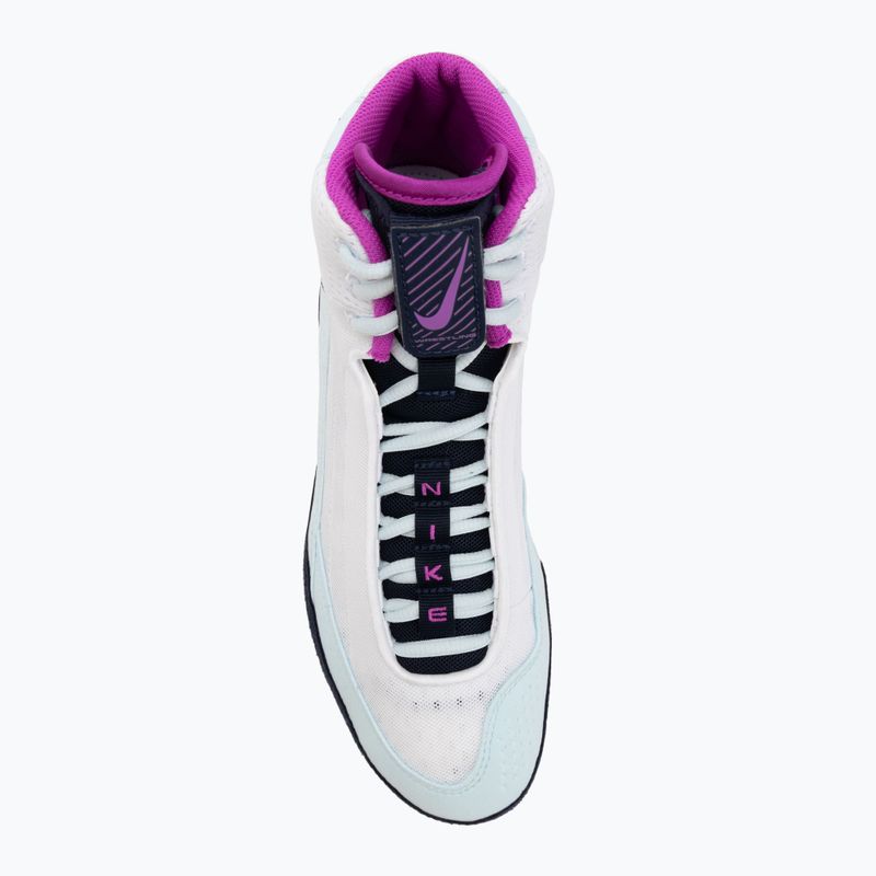 Nike Inflict 4 wrestling shoe white/hyper violet/glacier blue/obsidian 5