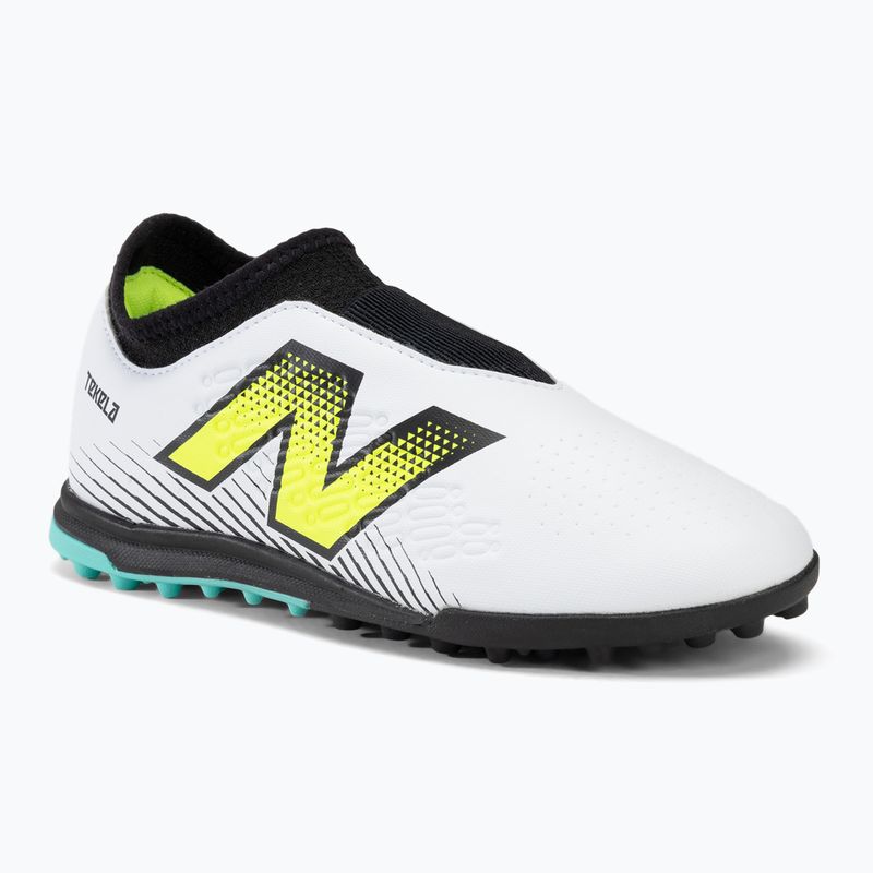 Children's football boots New Balance Tekela Magique V4+ TF white