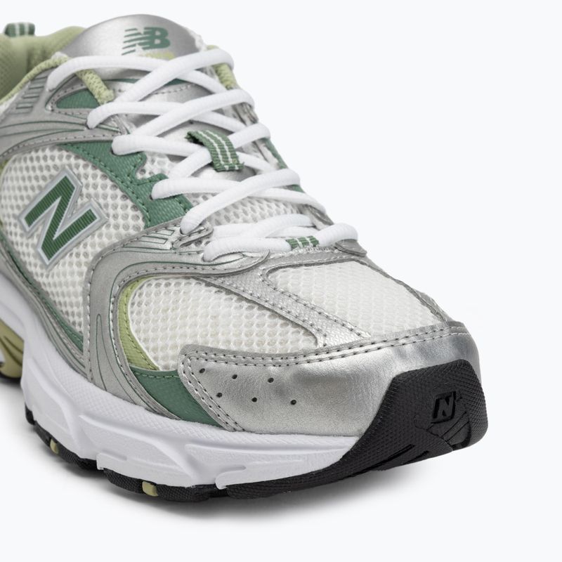 New Balance 530's silver metallic/mallard green shoes 7
