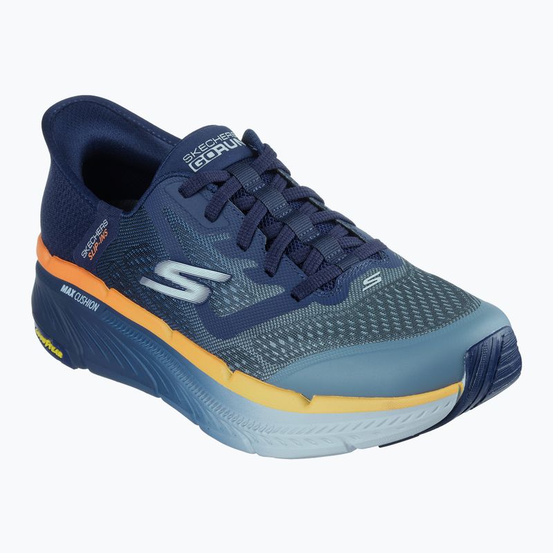 SKECHERS men's Max Cushioning Premier 2.0 navy/orange shoes 8