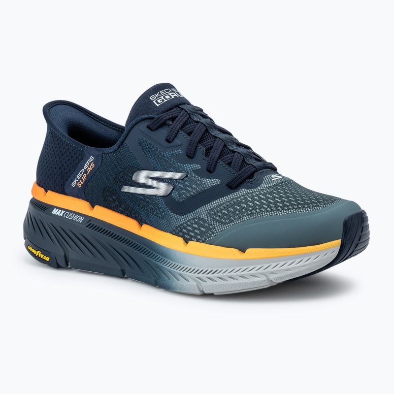 SKECHERS men's Max Cushioning Premier 2.0 navy/orange shoes