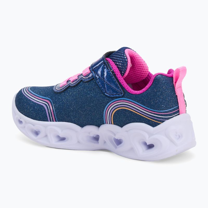 SKECHERS Heart Lights Retro Hearts children's shoes navy leather/multi trim 3