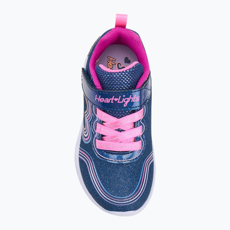 SKECHERS Heart Lights Retro Hearts children's shoes navy leather/multi trim 5