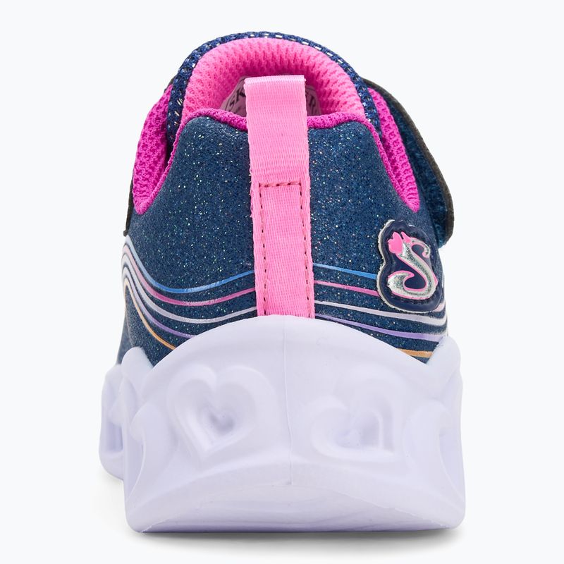 SKECHERS Heart Lights Retro Hearts children's shoes navy leather/multi trim 6