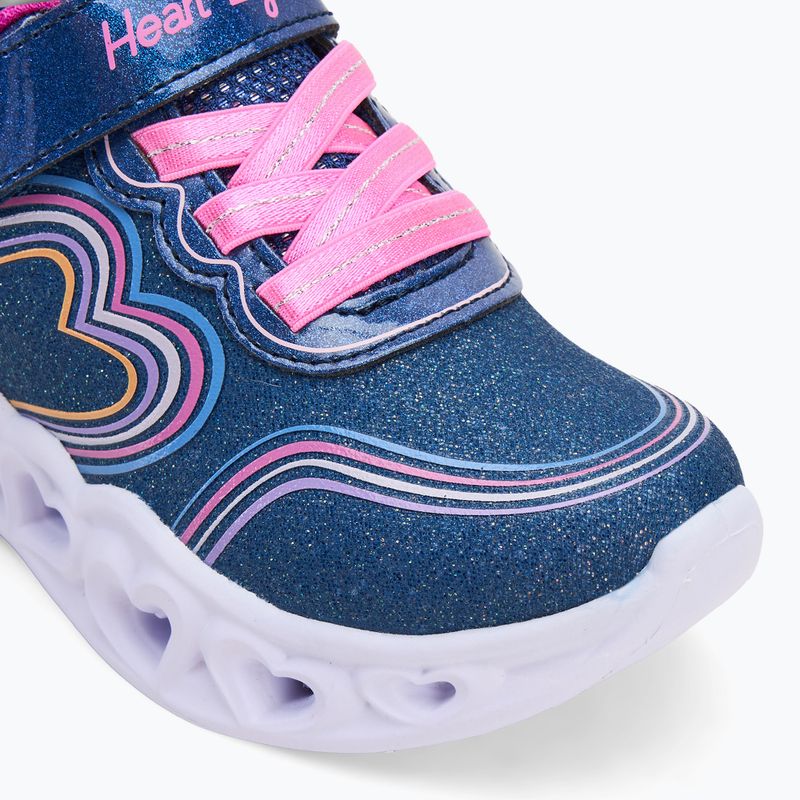 SKECHERS Heart Lights Retro Hearts children's shoes navy leather/multi trim 7