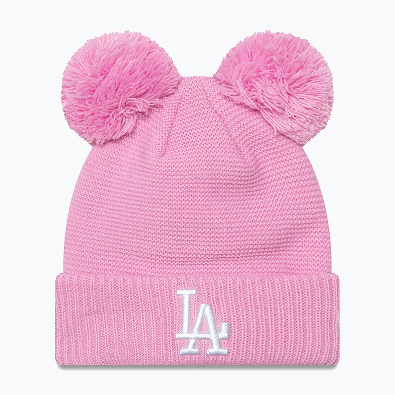 Women's winter cap New Era Wmns Double Pom La Dodgers pastel pink