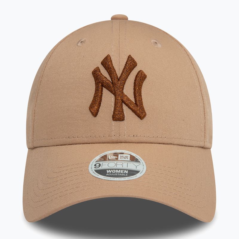 Women's New Era Metallic 9FORTY New York Yankees baseball cap beige 3