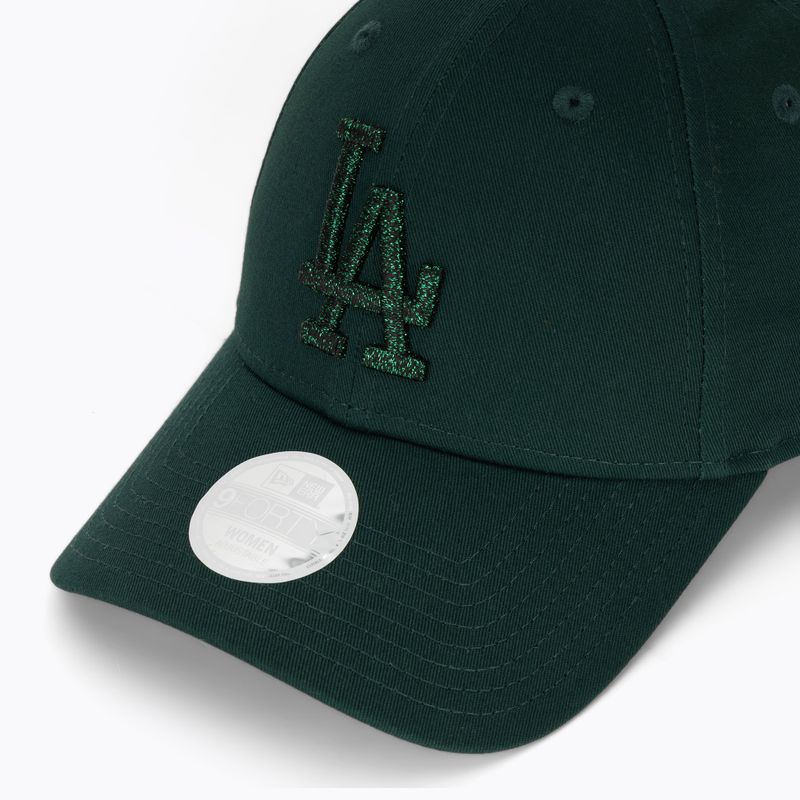Women's New Era Metallic 9FORTY Los Angeles Dodgers dark green baseball cap 3