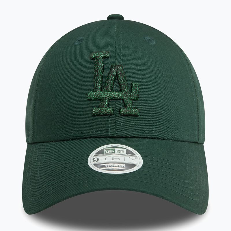 Women's New Era Metallic 9FORTY Los Angeles Dodgers dark green baseball cap 3
