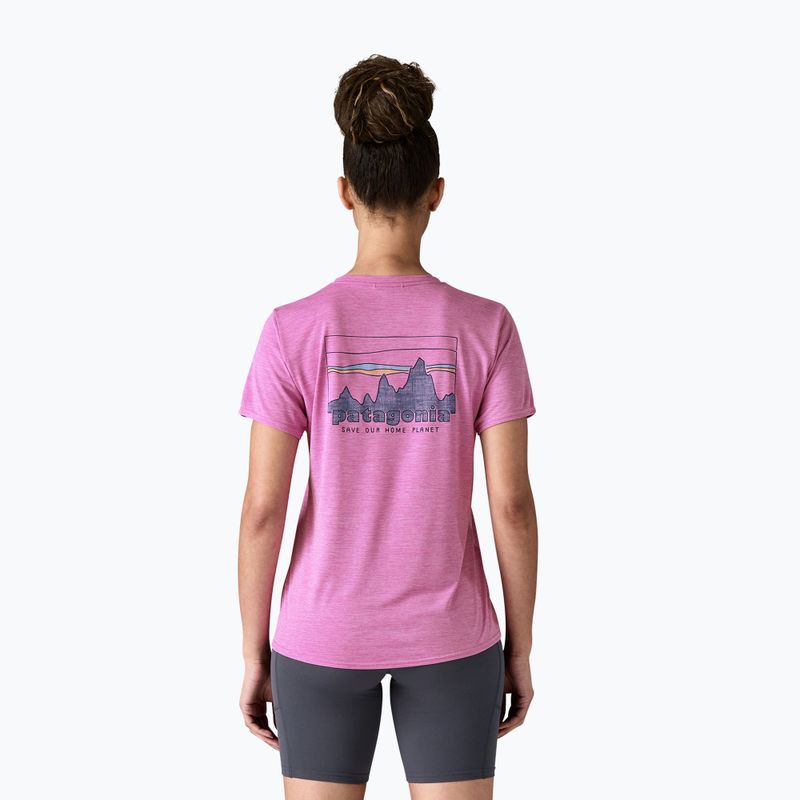 Women's T-shirt Patagonia Cap Cool Daily Graphic Shirt '73 skyline / brisk purple x-dye 3
