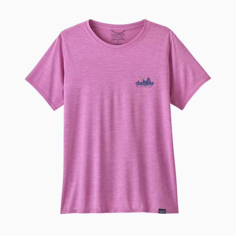Women's T-shirt Patagonia Cap Cool Daily Graphic Shirt '73 skyline / brisk purple x-dye 4