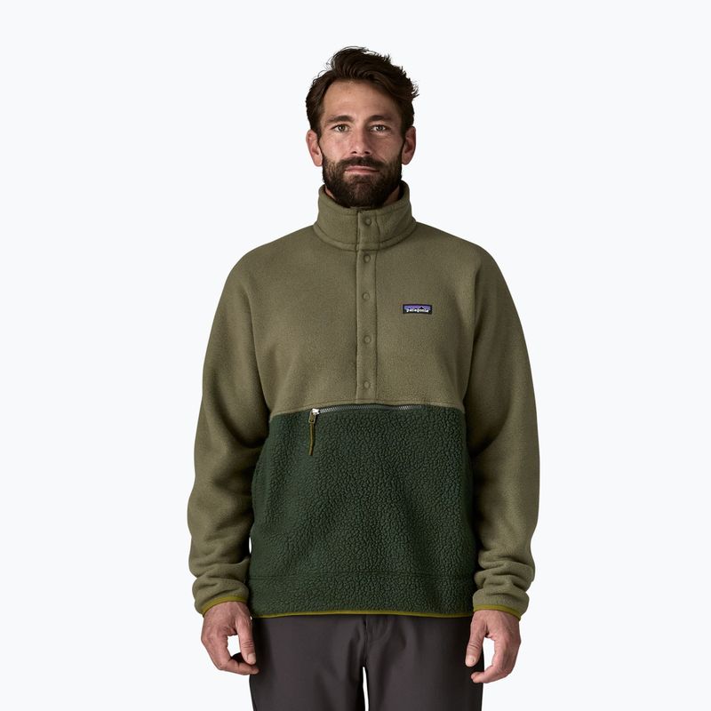 Men's trekking sweatshirt Patagonia Retro Pile 1 / 2 Snap P / O old growth green