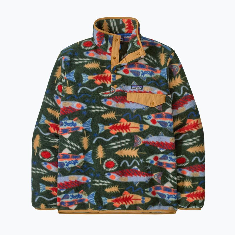 Men's trekking sweatshirt Patagonia LW Synch Snap-T P / O salmon energy: old growth green