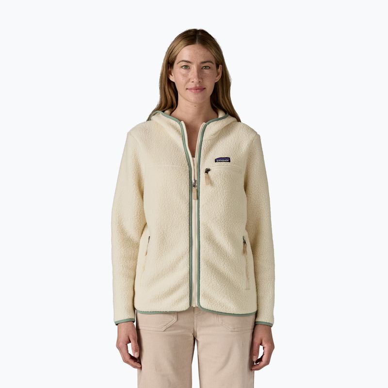 Women's fleece sweatshirt Patagonia Retro Pile Hoody natural w/ellwood green
