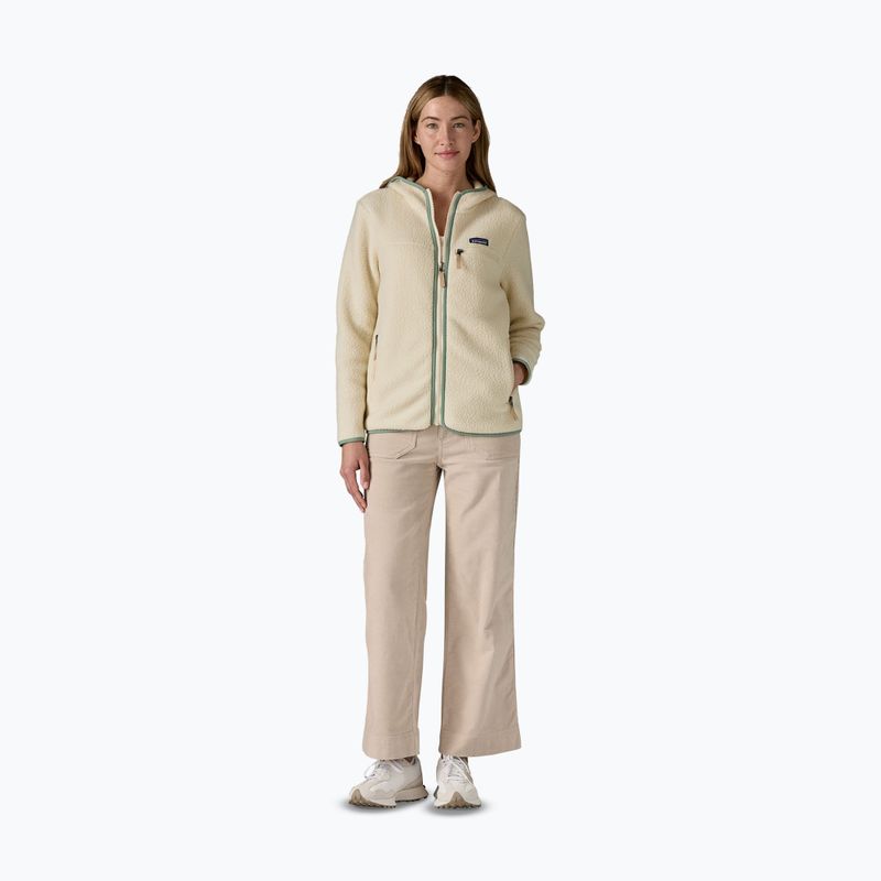 Women's fleece sweatshirt Patagonia Retro Pile Hoody natural w/ellwood green 2