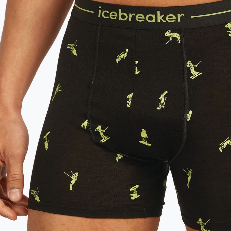 Men's thermal boxer briefs icebreaker Anatomica Snow Day black/peridot/aop 5