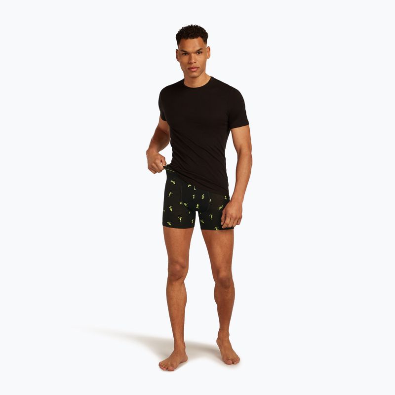 Men's thermal boxer briefs icebreaker Anatomica Snow Day black/peridot/aop 7