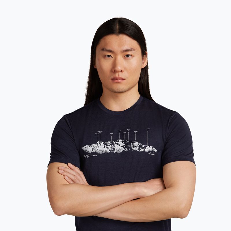Men's T-shirt icebreaker Merino 150 Tech Lite The Peaks midnight navy 4
