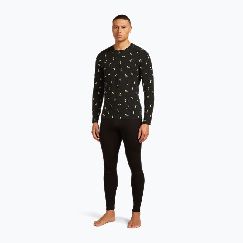 Men's thermal base layer top icebreaker Merino 200 Oasis Crewe Snow Day black/peridot/aop 2