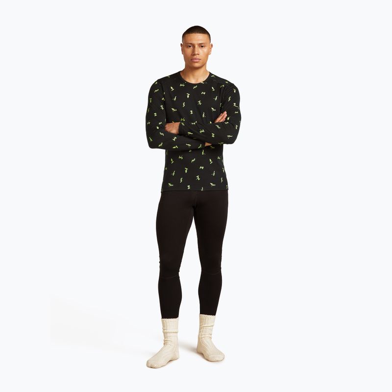 Men's thermal base layer top icebreaker Merino 200 Oasis Crewe Snow Day black/peridot/aop 5