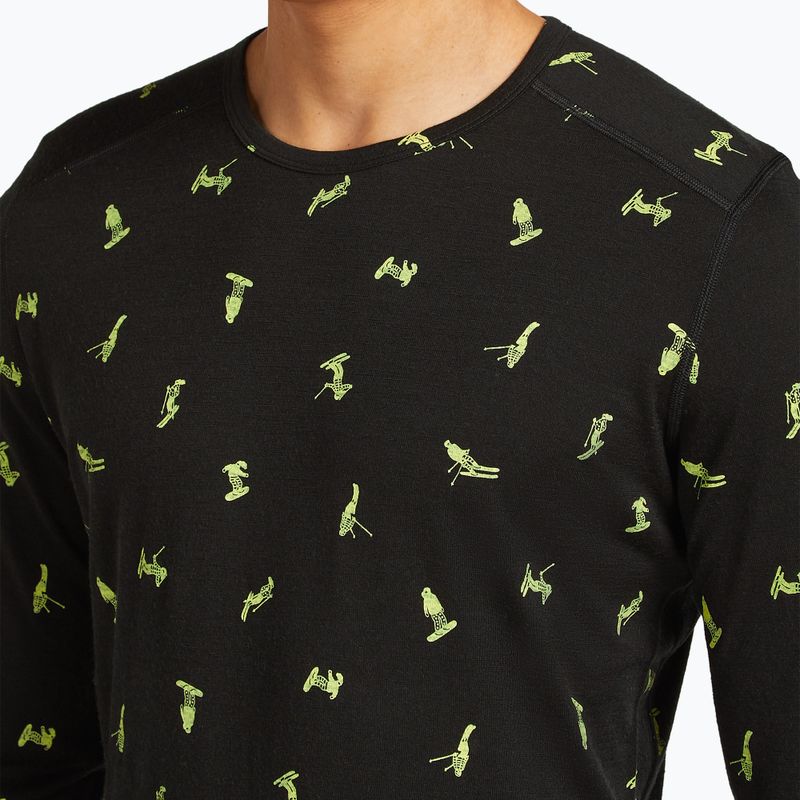 Men's Icebreaker Merino 200 Oasis Crewe Snow Day thermal longsleeve black/peridot/aop 6