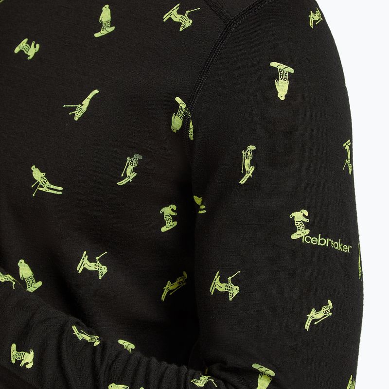 Men's Icebreaker Merino 200 Oasis Crewe Snow Day thermal longsleeve black/peridot/aop 7