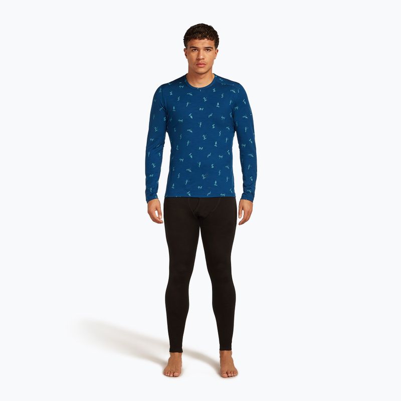 Men's thermal base layer top icebreaker Merino 200 Oasis Crewe Snow Day atlantis/topaz/aop 2