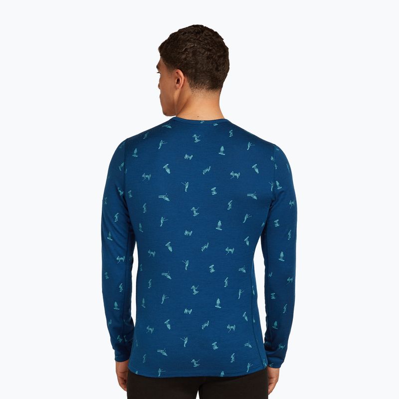 Men's thermal base layer top icebreaker Merino 200 Oasis Crewe Snow Day atlantis/topaz/aop 3