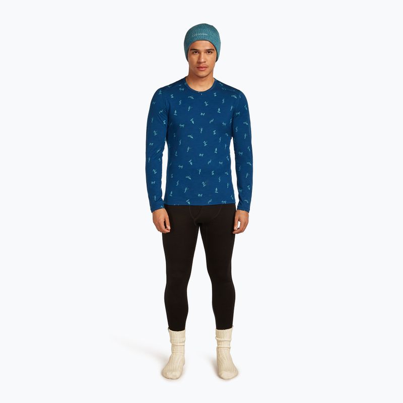 Men's thermal base layer top icebreaker Merino 200 Oasis Crewe Snow Day atlantis/topaz/aop 4