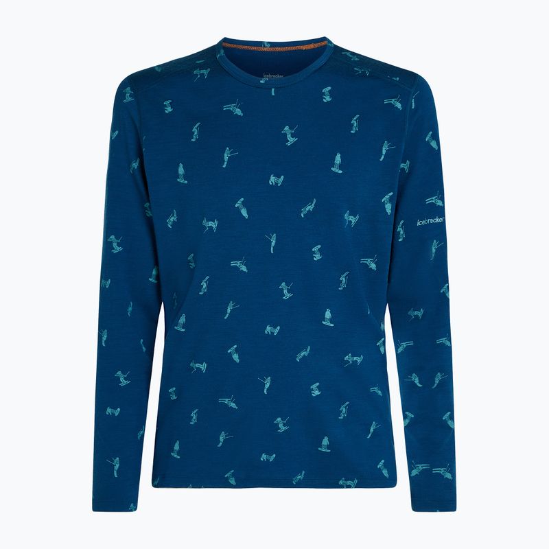 Men's thermal base layer top icebreaker Merino 200 Oasis Crewe Snow Day atlantis/topaz/aop 7