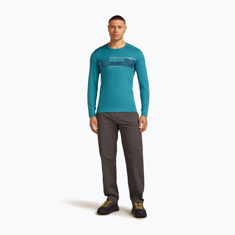 Men's thermal base layer top icebreaker Merino 200 Oasis Crewe Elevation Line topaz 2