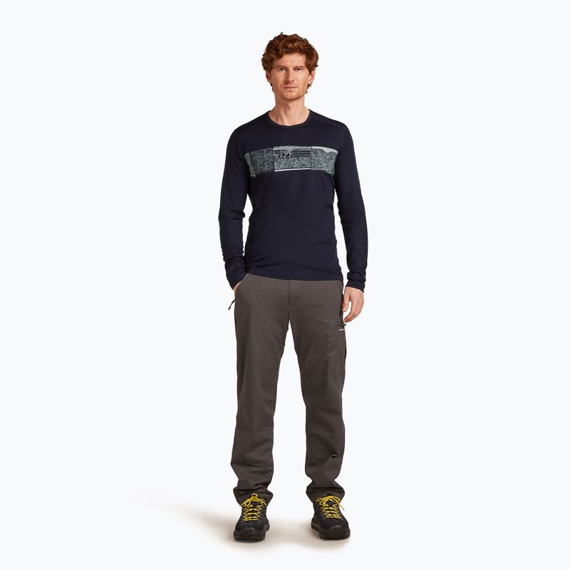 Men's thermal base layer top icebreaker Merino 200 Oasis Crewe Elevation Line midnight navy 2