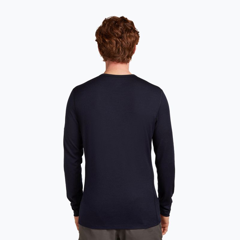 Men's thermal base layer top icebreaker Merino 200 Oasis Crewe Elevation Line midnight navy 3
