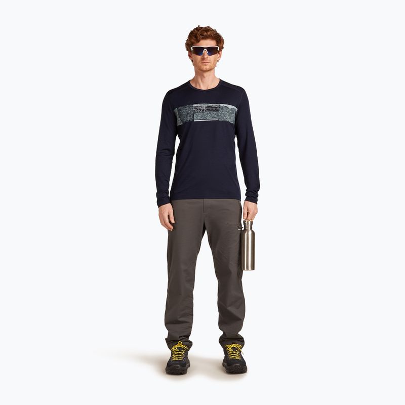 Men's Icebreaker Merino 200 Oasis Crewe Elevation Line midnight navy thermal longsleeve 4